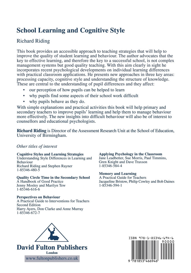 School Learning and Cognitive Styles