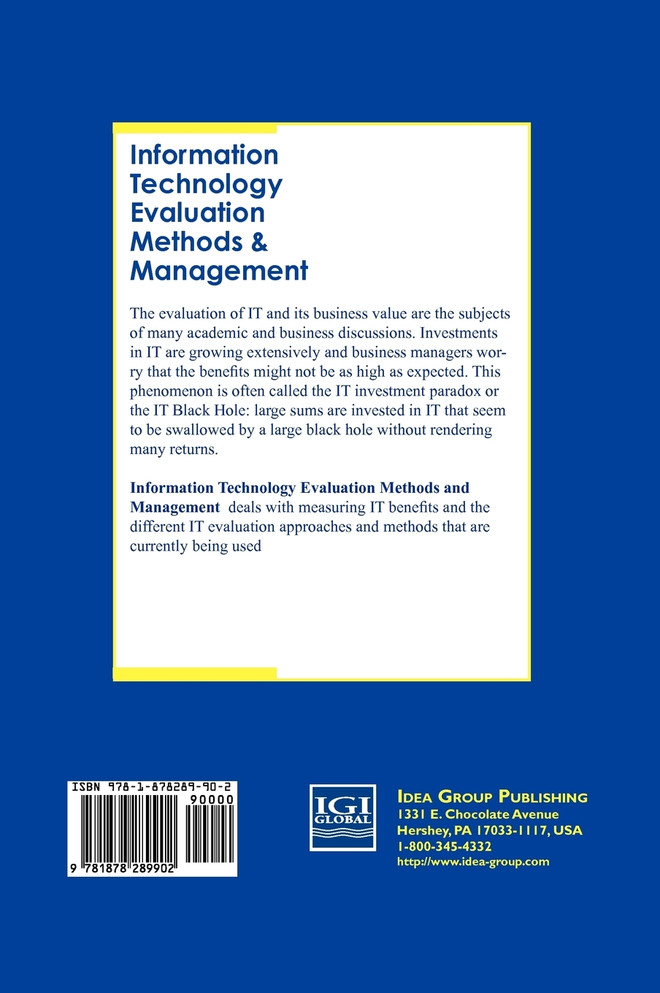 Information Technology Evaluation Methods and Management