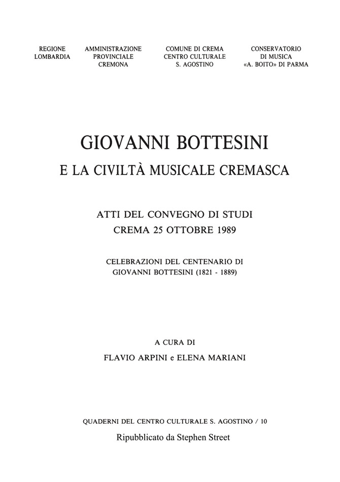 Giovanni Bottesini e la Civiltà Musicale Cremasca