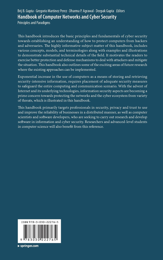 Handbook of Computer Networks and Cyber Security