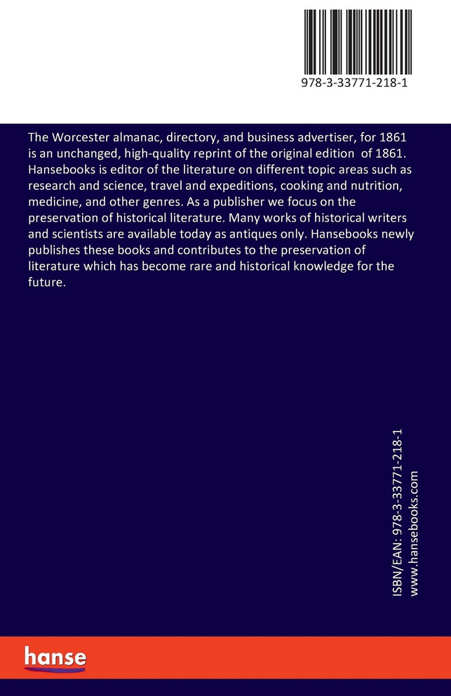 The Worcester almanac, directory, and business advertiser, for 1861