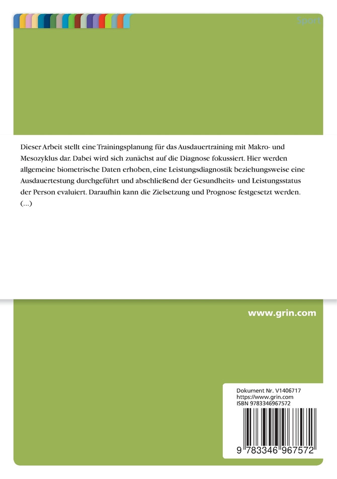 Trainingsplanung für das Ausdauertraining inklusive Makro- und Mesozyklus