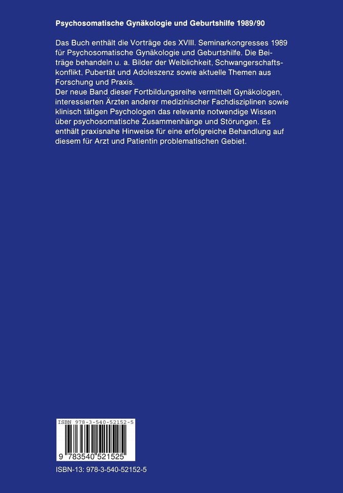 Psychosomatische Gynäkologie und Geburtshilfe 1989/90