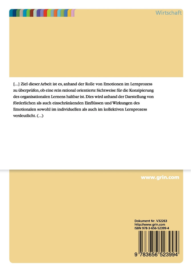 Die Bedeutung von Emotionen und eines Emotionsmanagements für das organisationale Lernen