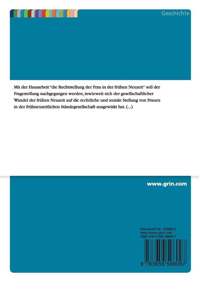 Die Rechtstellung der Frau in der frühen Neuzeit