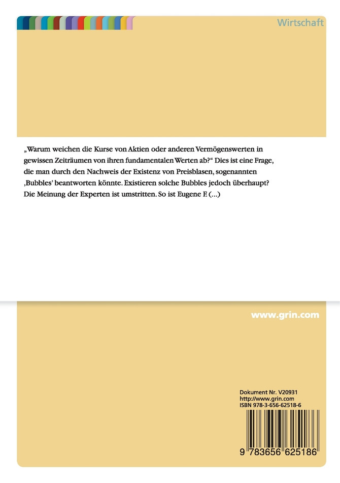 Empirische Methoden zum Testen von Spekulationsblasen