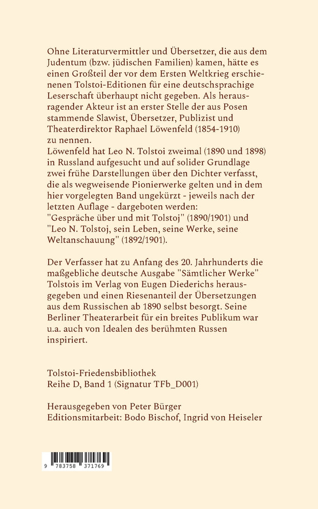 Zwei Schriften über Leo N. Tolstoi und sein Werk