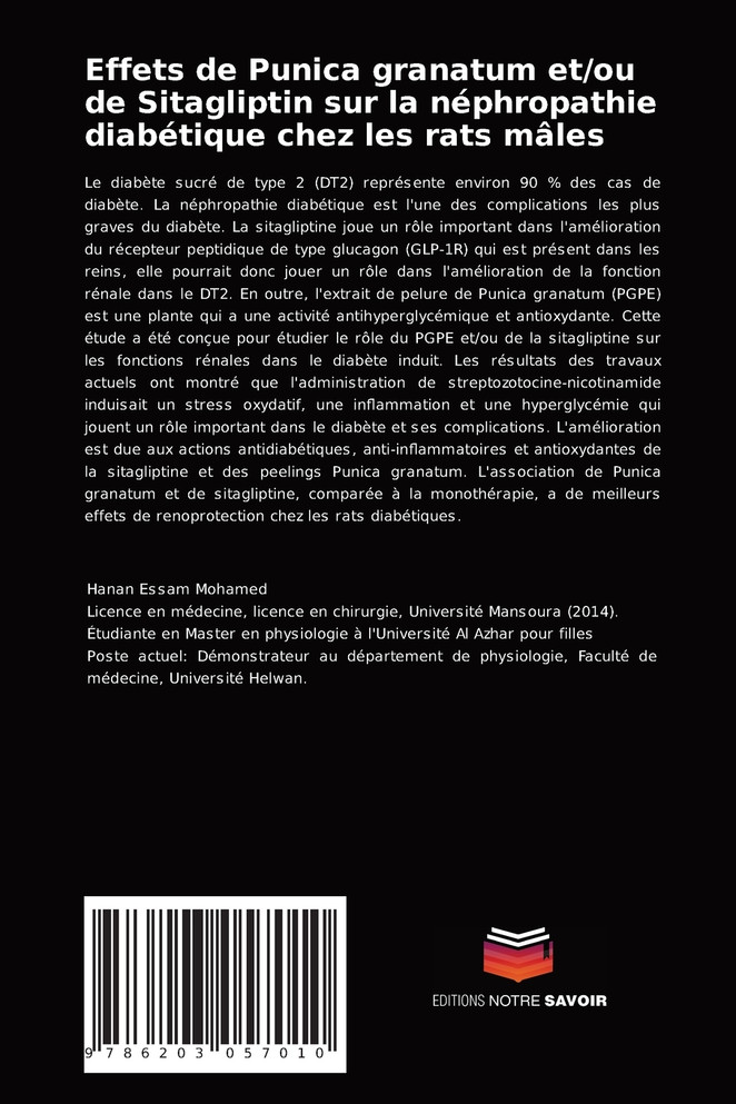 Effets de Punica granatum et/ou de Sitagliptin sur la néphropathie diabétique chez les rats mâles