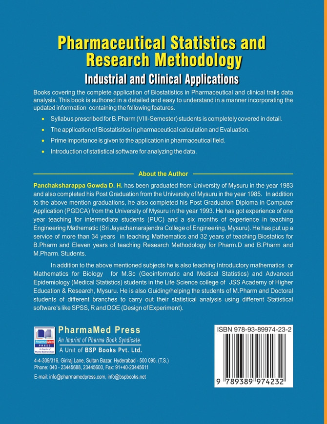 Pharmaceutical Statistics and Research Methodology