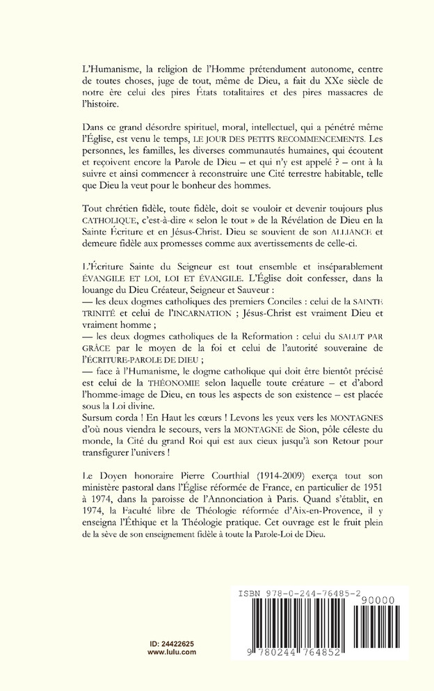 LE JOUR DES PETITS RECOMMENCEMENTS