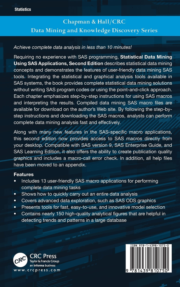 Statistical Data Mining Using SAS Applications