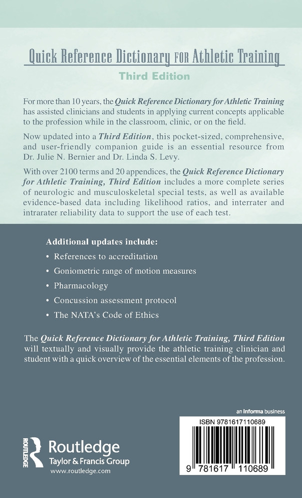 Quick Reference Dictionary for Athletic Training