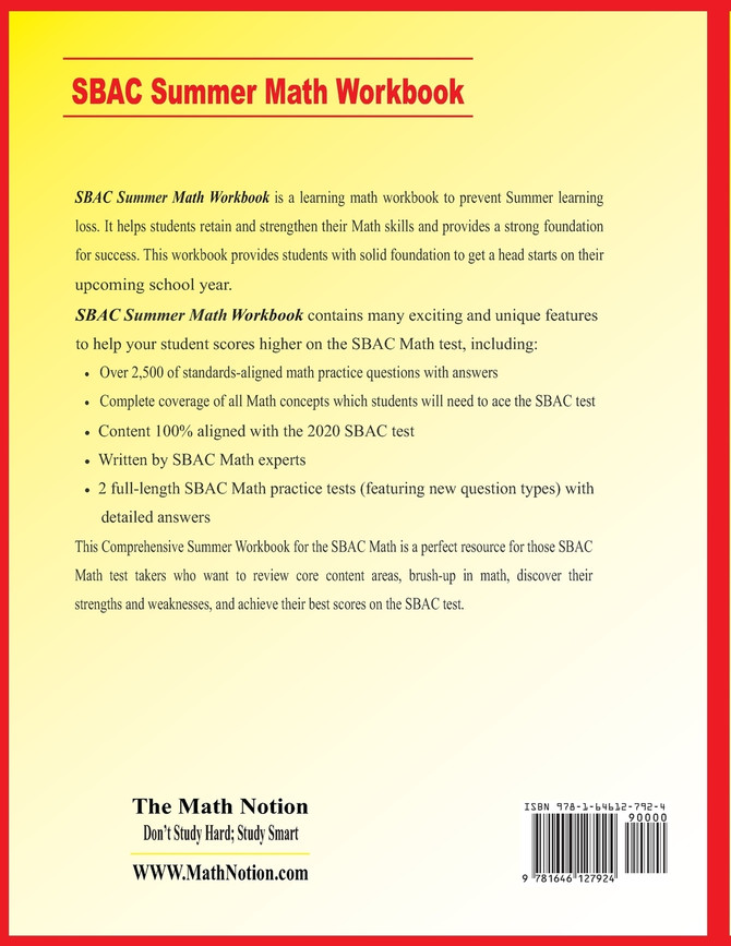 SBAC Grade 8 Summer Math Workbook