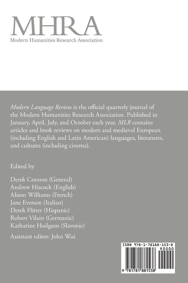 Modern Language Review (109