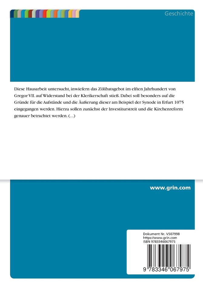 Zölibatsgebot von Gregor VII. und der Widerstand der Klerikerschaft