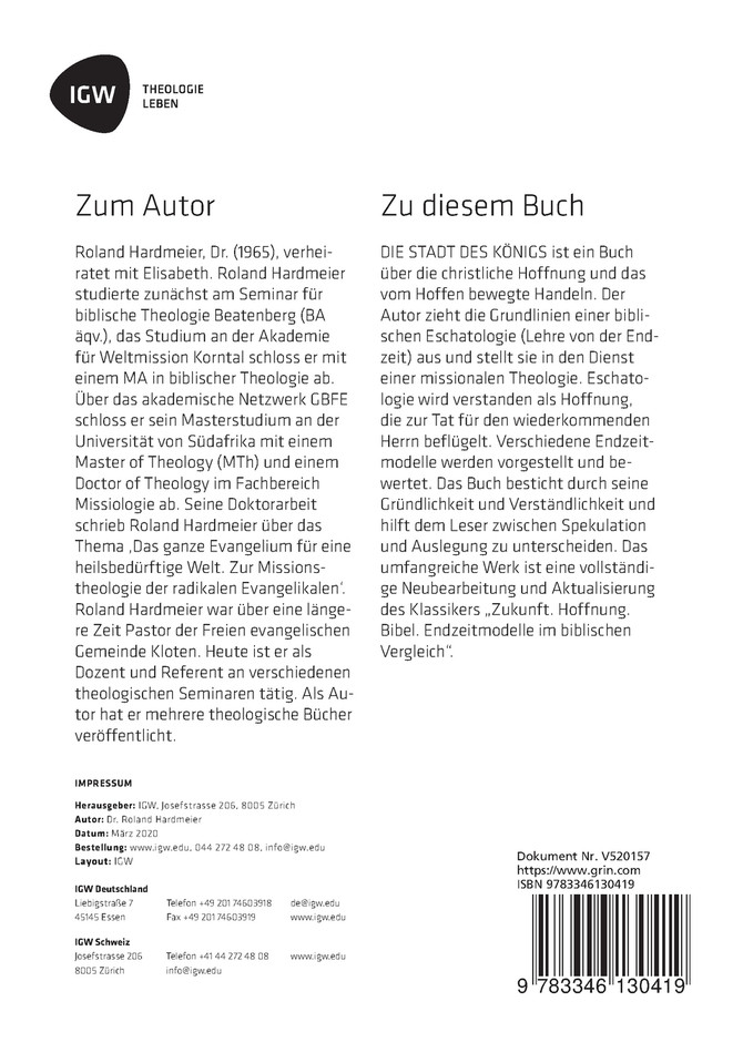Die Stadt des Königs. Eine biblische Theologie der Hoffnung