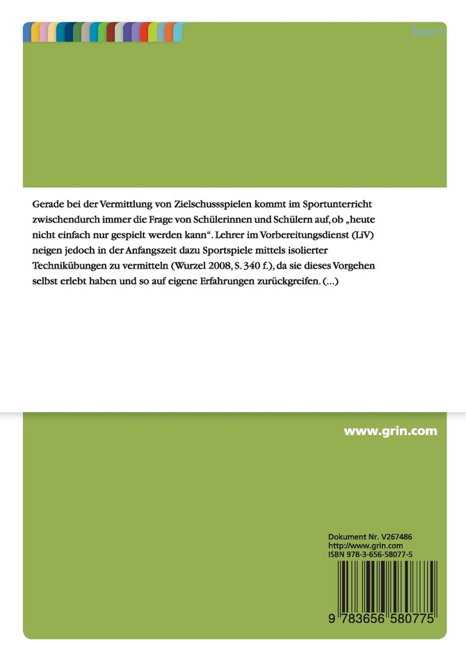 Sportspielvermittlung am Beispiel von Zielschussspielen im Sportunterricht an berufsbildenden Schulen