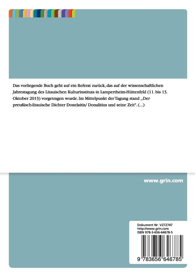 Kristijonas Donelaitis (1714-1780). Zwischen Theologie und Poesie