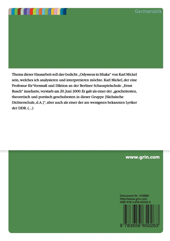 Karl Mickels Gedicht 'Odysseus auf Ithaka' - Eine Analyse