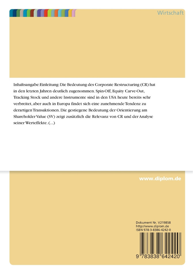 Shareholder Value-Effekte von Corporate Restructuring