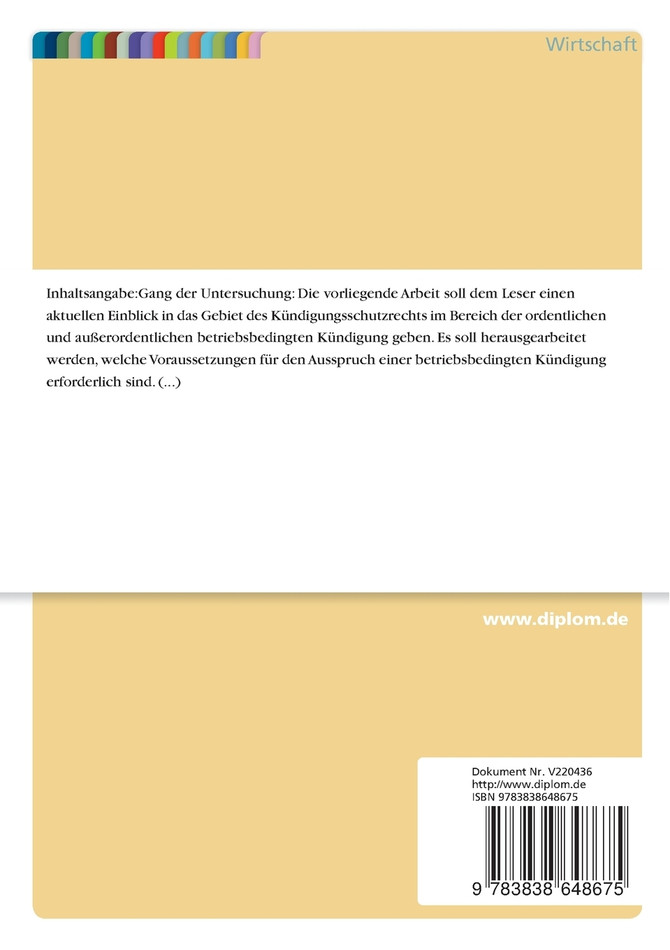 Die betriebsbedingte Kündigung