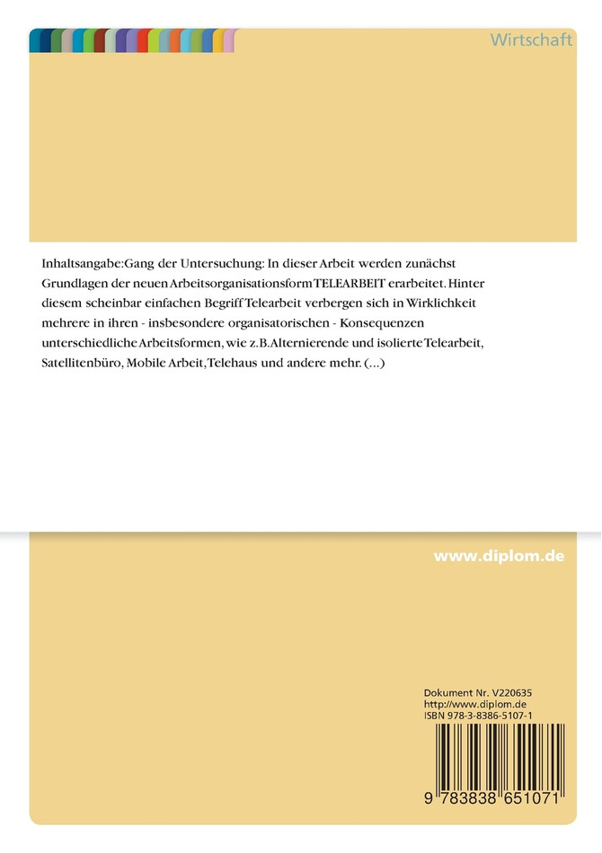 Aufbau eines Dokumentationszentrums für Telearbeit