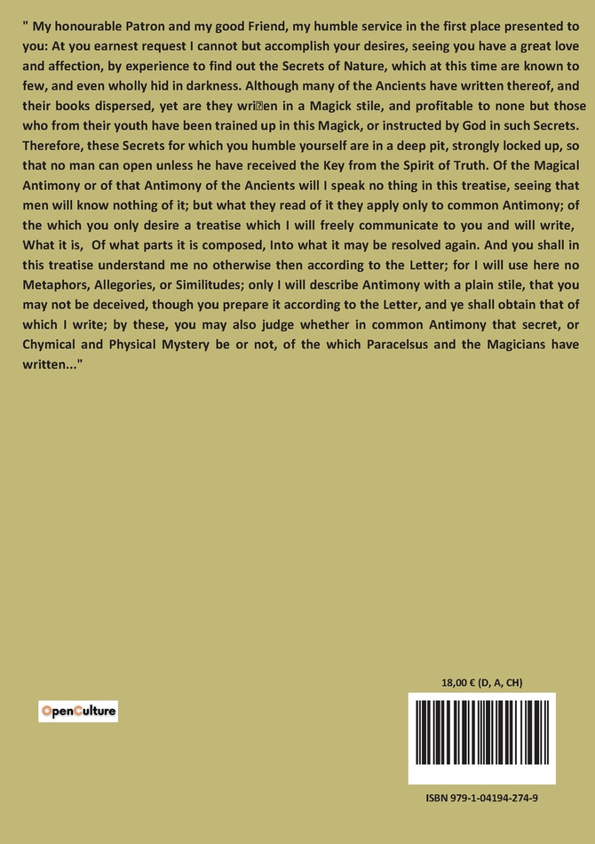 Of Antimony Vulgar The Second Treatise