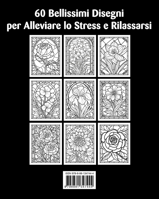 Fiori Vetrate Libro da Colorare per Adulti