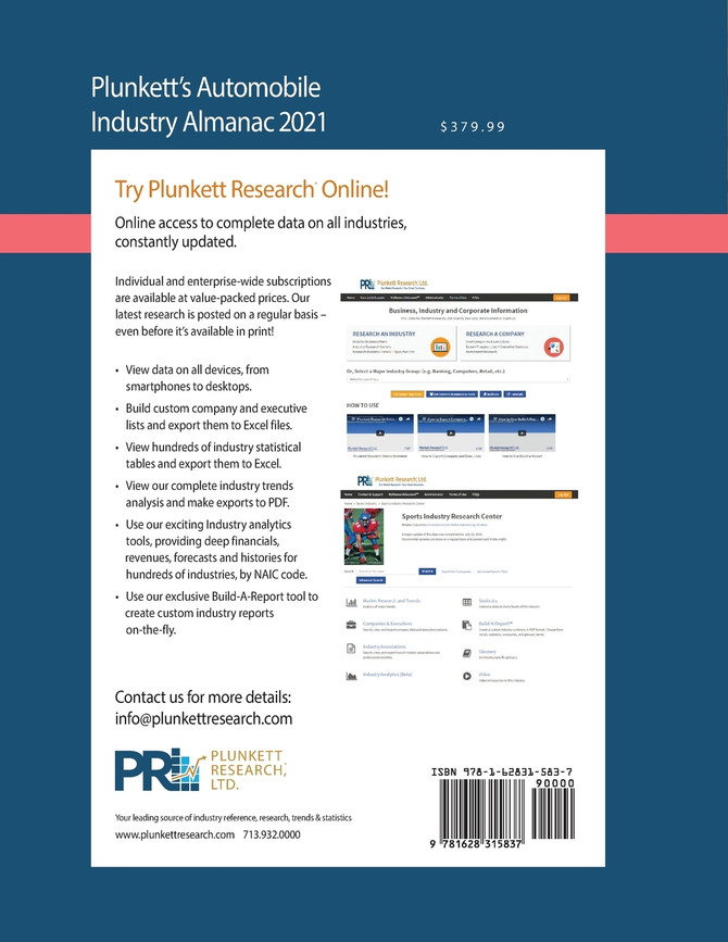 Plunkett's Automobile Industry Almanac 2021