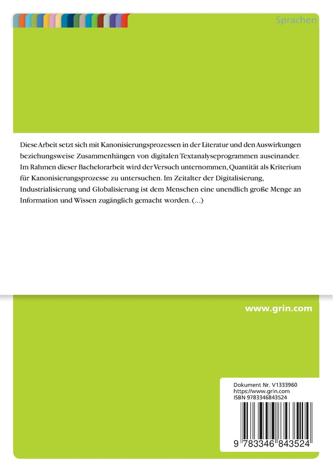 Quantität in Kanonisierungsprozessen. Wege, Werkzeuge und Anwendungsbereiche