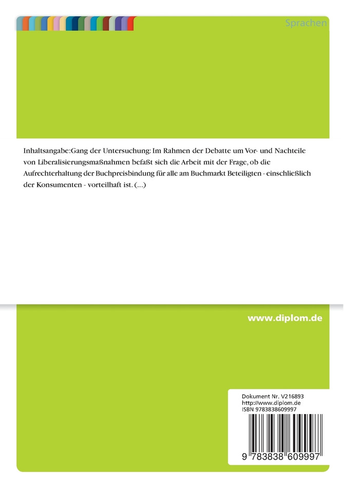 Die Buchpreisbindung am Beispiel von Deutschland und Großbritannien