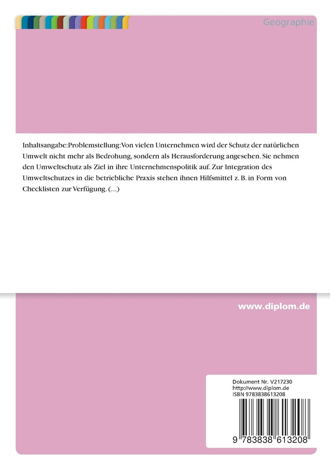 Geographische Aspekte einer ökologisch orientierten Unternehmenspolitik