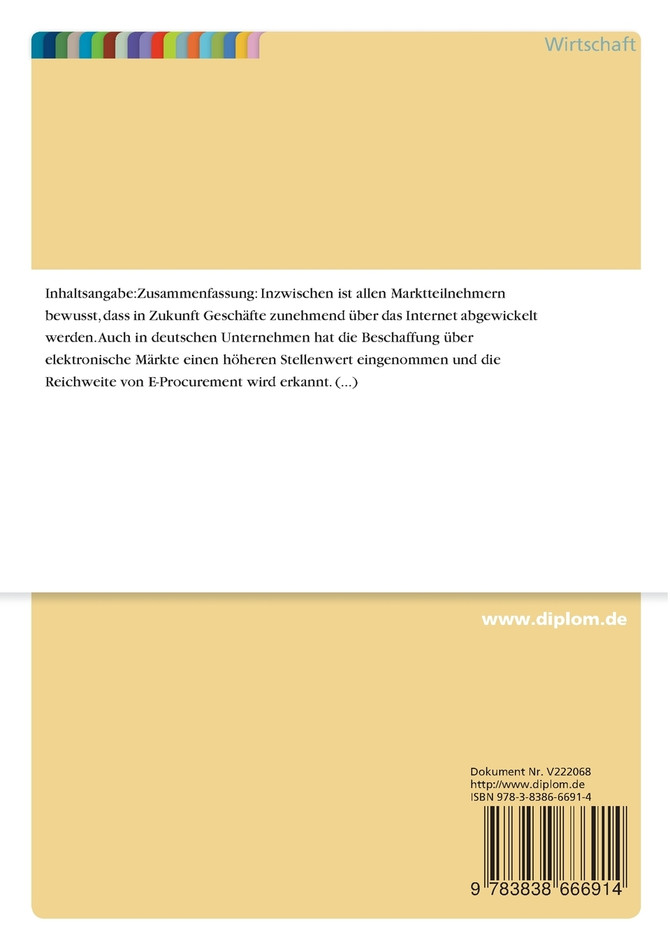 Auswirkungen auf die Beschaffung von Investitionsgütern über elektronische Märkte in Abhängigkeit des Betreiberstatus