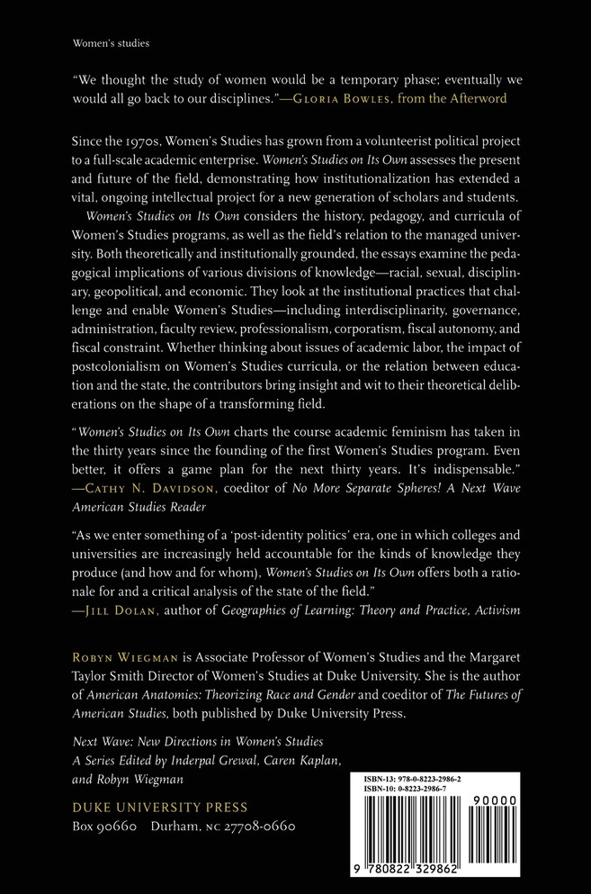 Women's Studies on Its Own
