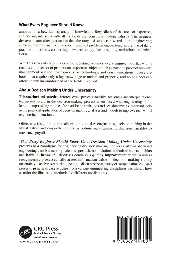 What Every Engineer Should Know About Decision Making Under Uncertainty