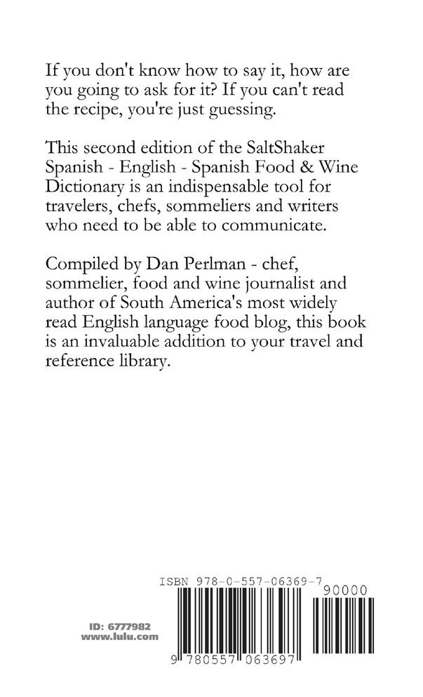 SaltShaker Spanish-English-Spanish Food & Wine Dictionary - Second Edition