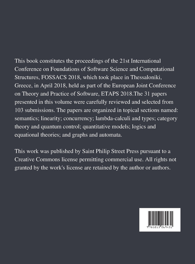 Foundations of Software Science and Computation Structures