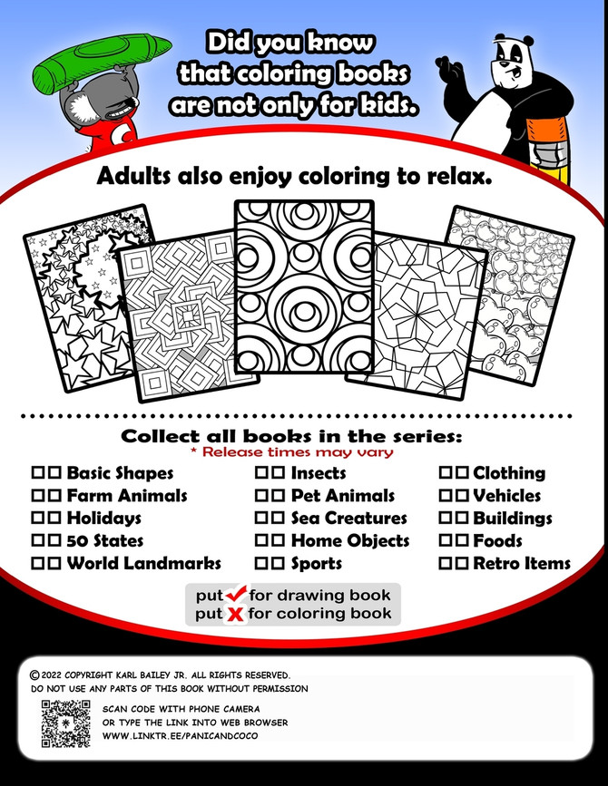 Panic and CoCo presents Adults Coloring Shapes