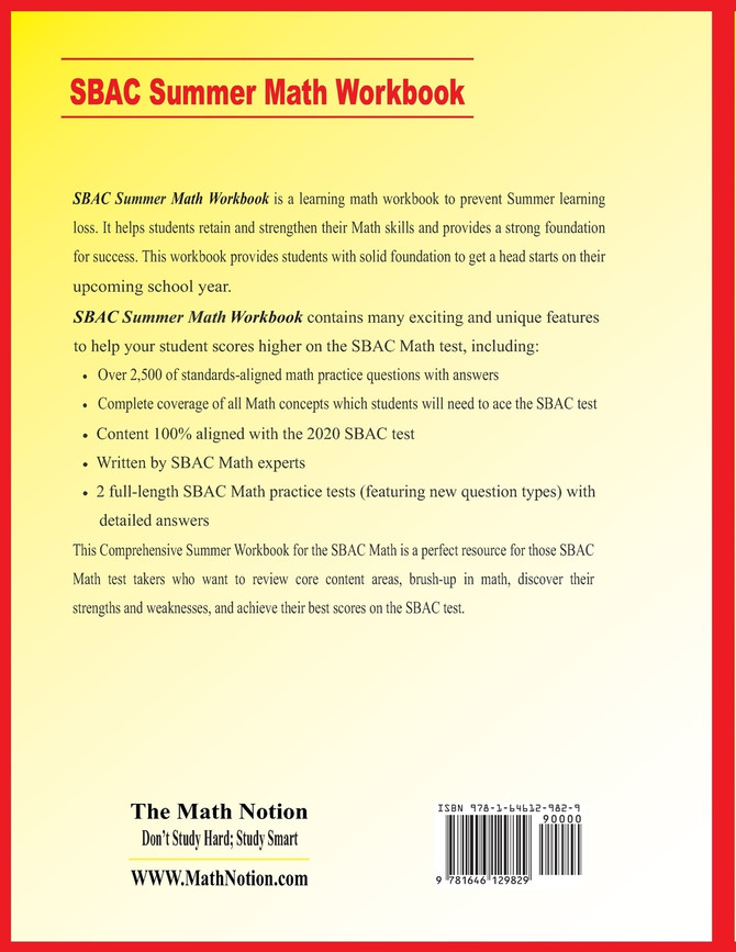 SBAC Grade 3 Summer Math Workbook