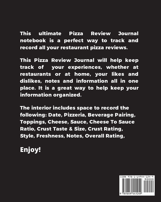 Record & Rank Restaurant Reviews, Expert Pizza Foodie, Prompted Pages, Remembering Your Favorite Slice, Gift, Log Book