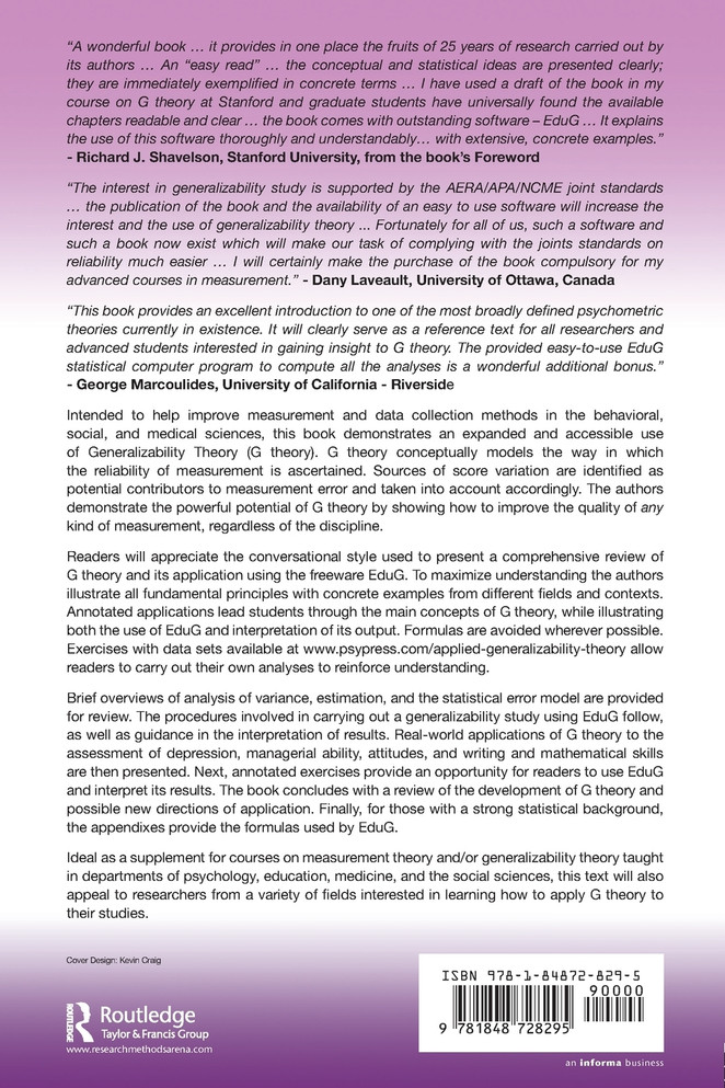 Applying Generalizability Theory using EduG