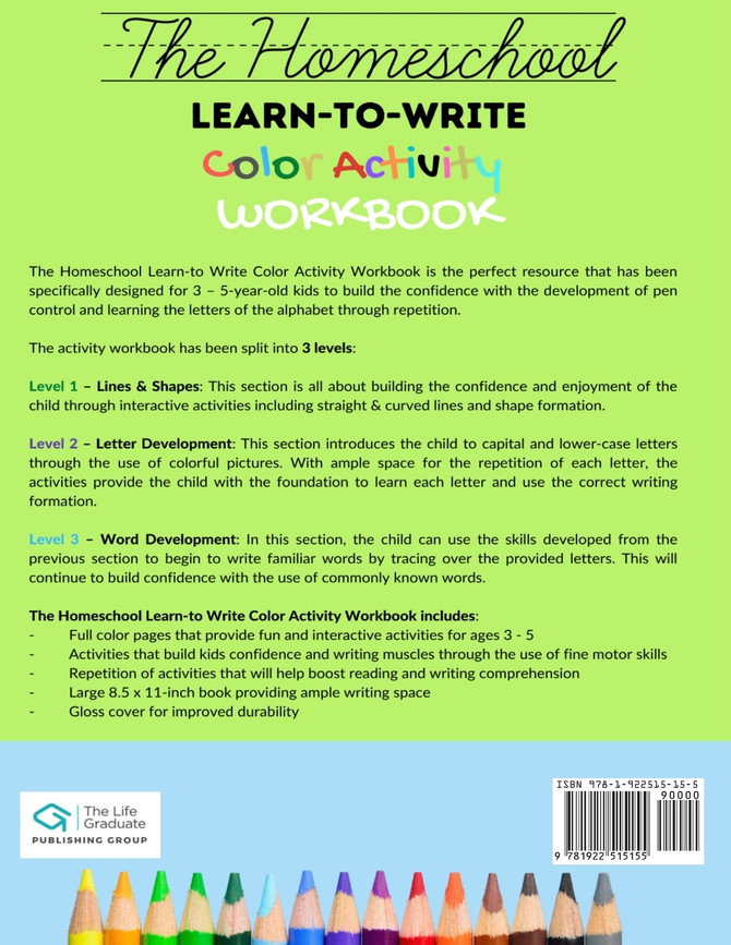 The Homeschool Learn to Write Color Activity Workbook