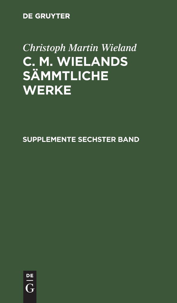 Supplemente Sechster Band