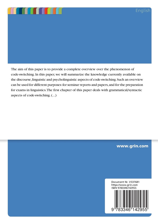 Code-switching. Grammatical, pragmatic and psycholinguistic aspects