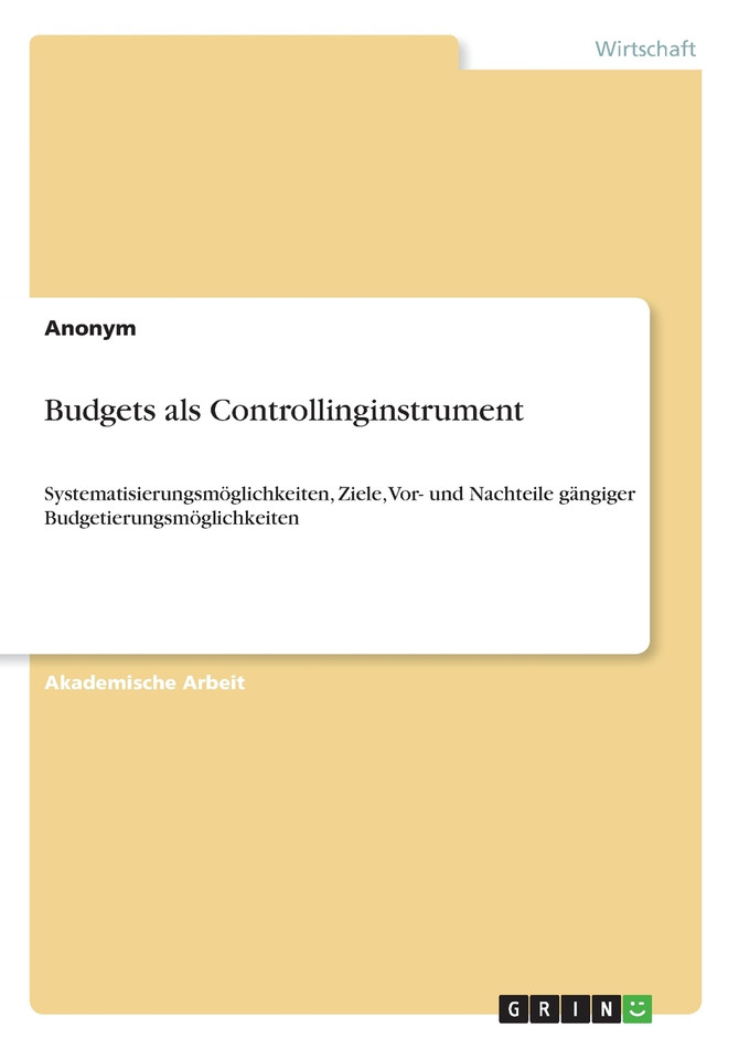Budgets als Controllinginstrument