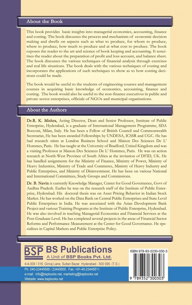 Readings in Managerial Economics, Accounting and Financial Analysis
