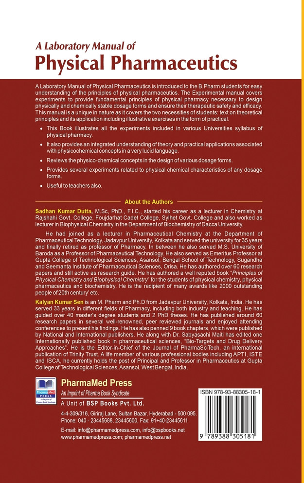 A Laboratory Manual of Physical Pharmaceutics