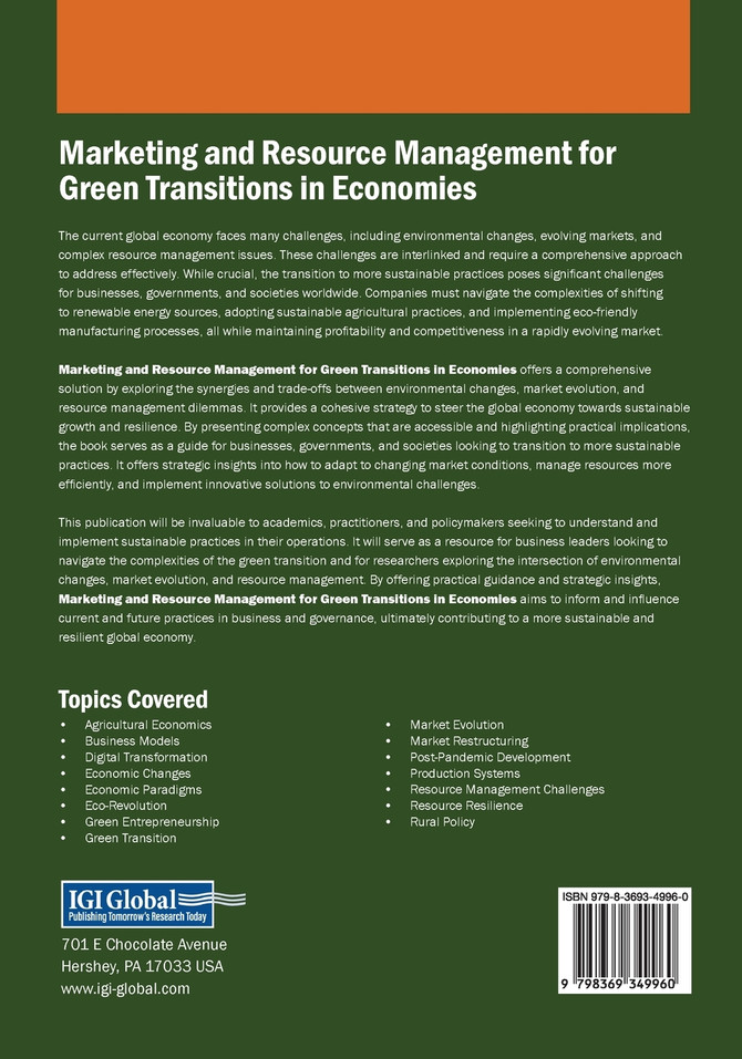 Marketing and Resource Management for Green Transitions in Economies