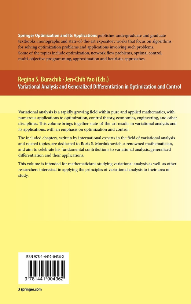 Variational Analysis and Generalized Differentiation in Optimization and Control