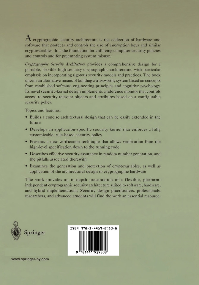 Cryptographic Security Architecture